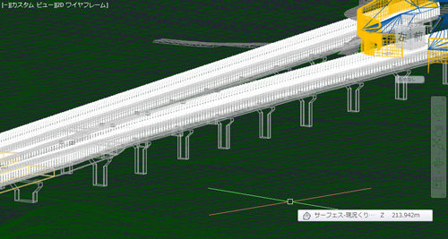 設計図面を元にAutoCAD(Civil3D)上で3Dモデルを作成