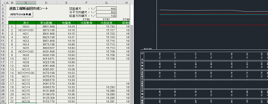 Excelからスクリプトを作成し、縦断図を作成